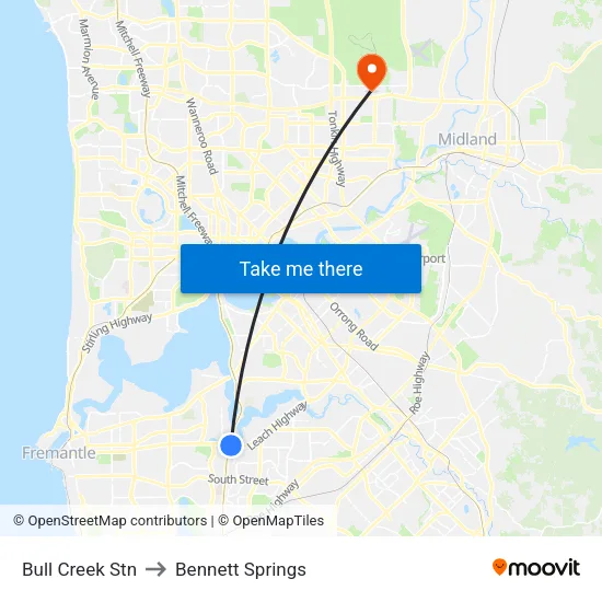 Bull Creek Stn to Bennett Springs map