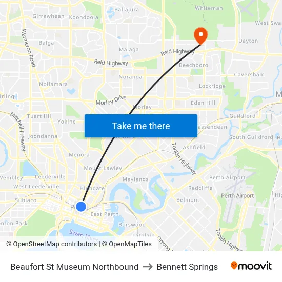 Beaufort St Museum Northbound to Bennett Springs map