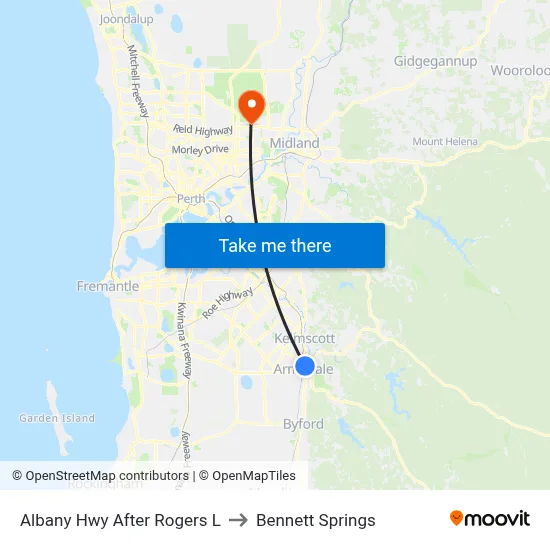 Albany Hwy After Rogers L to Bennett Springs map