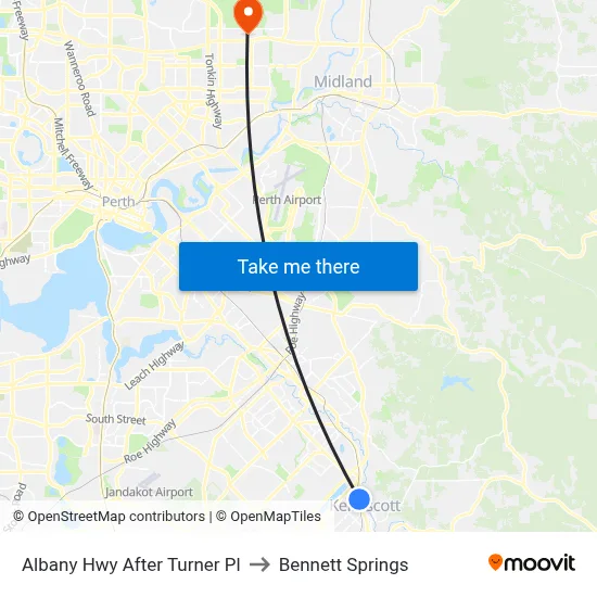 Albany Hwy After Turner Pl to Bennett Springs map