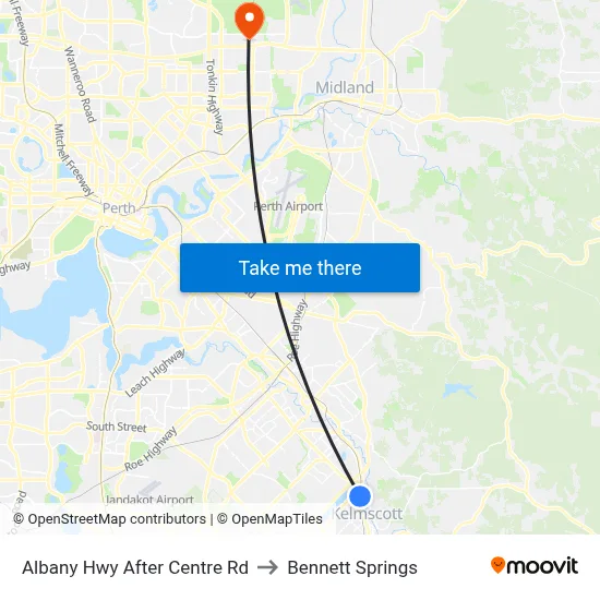 Albany Hwy After Centre Rd to Bennett Springs map
