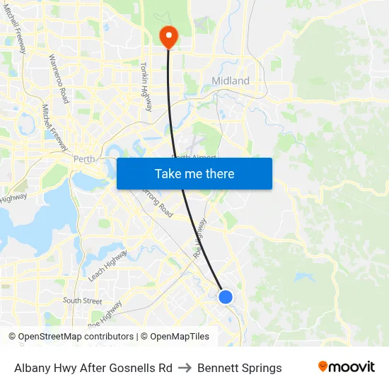 Albany Hwy After Gosnells Rd to Bennett Springs map