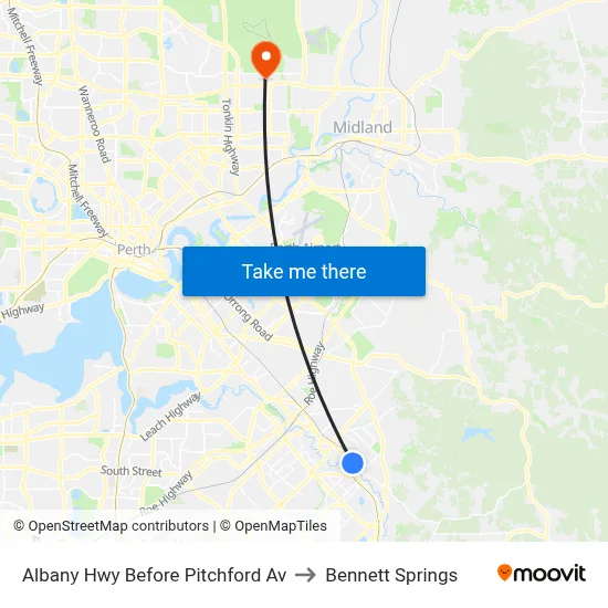 Albany Hwy Before Pitchford Av to Bennett Springs map