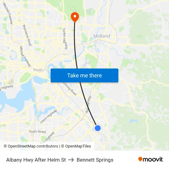 Albany Hwy After Helm St to Bennett Springs map