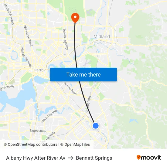 Albany Hwy After River Av to Bennett Springs map