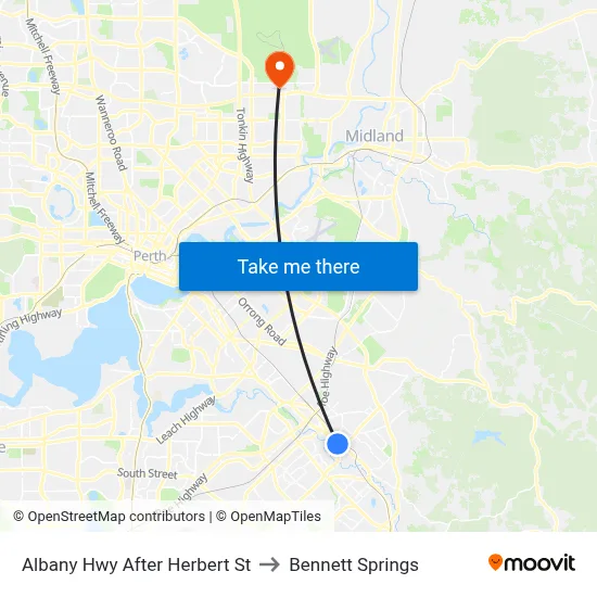 Albany Hwy After Herbert St to Bennett Springs map