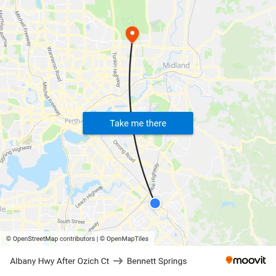 Albany Hwy After Ozich Ct to Bennett Springs map