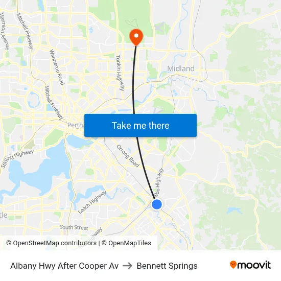 Albany Hwy After Cooper Av to Bennett Springs map