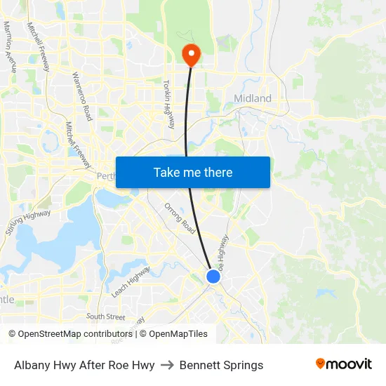 Albany Hwy After Roe Hwy to Bennett Springs map