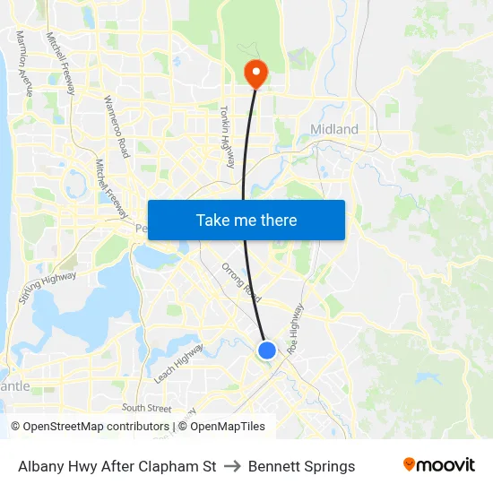 Albany Hwy After Clapham St to Bennett Springs map
