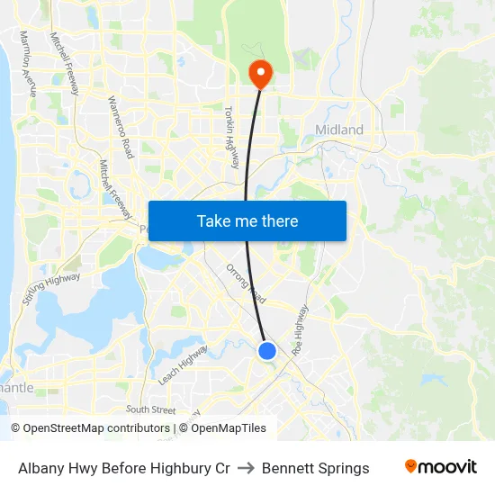 Albany Hwy Before Highbury Cr to Bennett Springs map