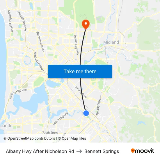 Albany Hwy After Nicholson Rd to Bennett Springs map