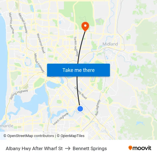 Albany Hwy After Wharf St to Bennett Springs map