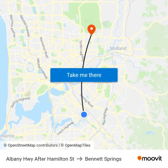 Albany Hwy After Hamilton St to Bennett Springs map