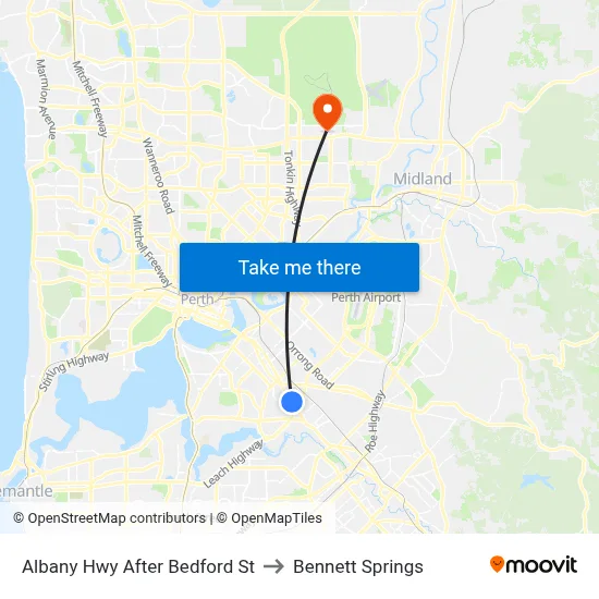 Albany Hwy After Bedford St to Bennett Springs map