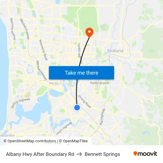 Albany Hwy After Boundary Rd to Bennett Springs map