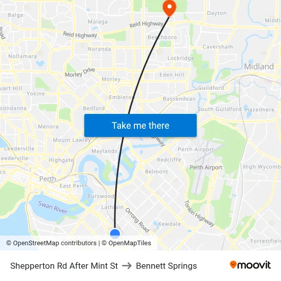Shepperton Rd After Mint St to Bennett Springs map