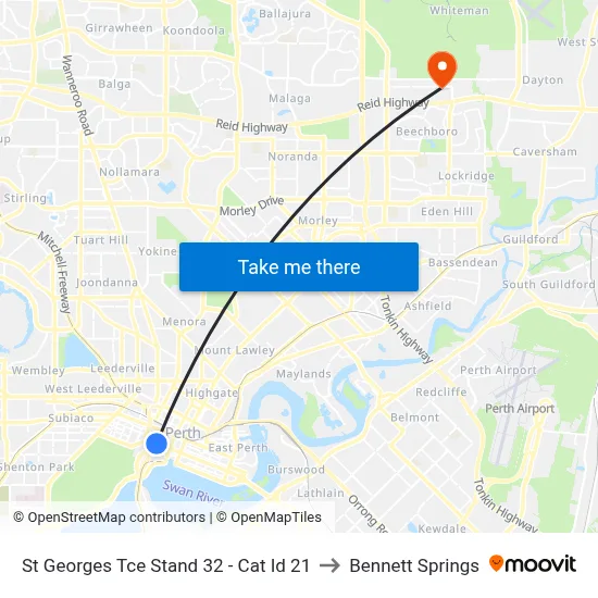 St Georges Tce Stand 32 - Cat Id 21 to Bennett Springs map