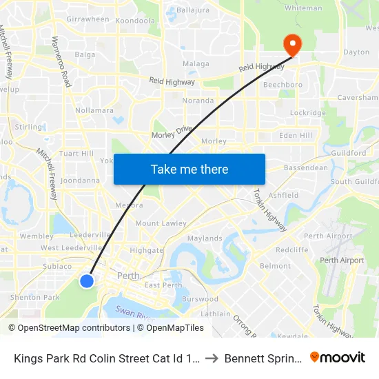 Kings Park Rd Colin Street Cat Id 106 to Bennett Springs map