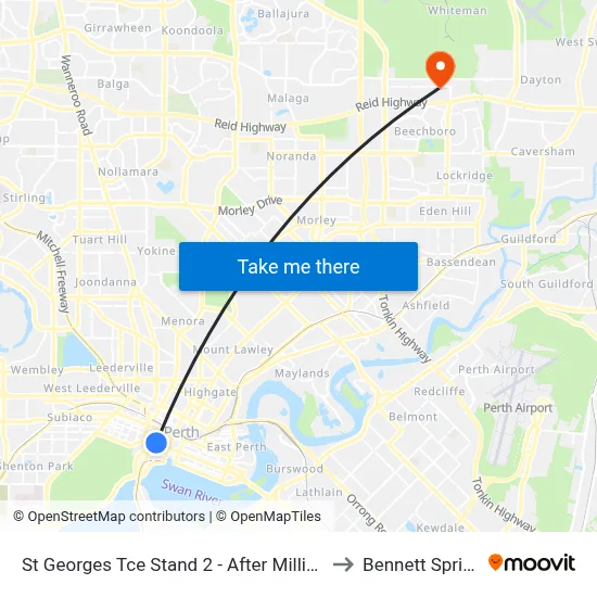St Georges Tce Stand 2 - After Milligan St to Bennett Springs map