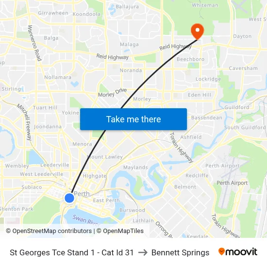 St Georges Tce Stand 1 -  Cat Id 31 to Bennett Springs map