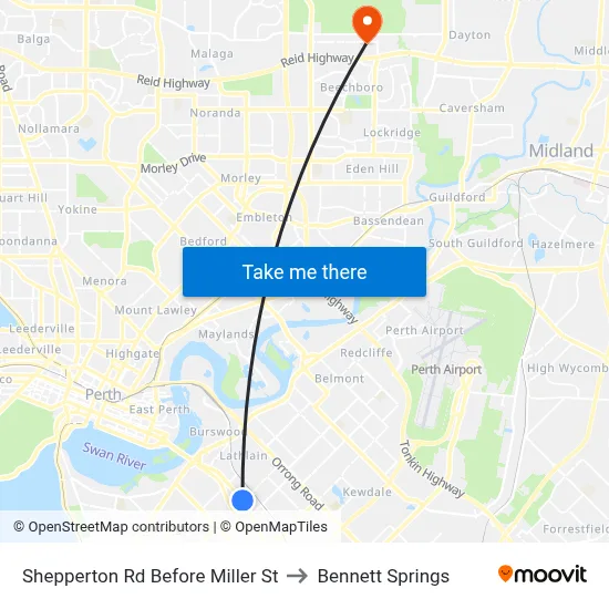 Shepperton Rd Before Miller St to Bennett Springs map