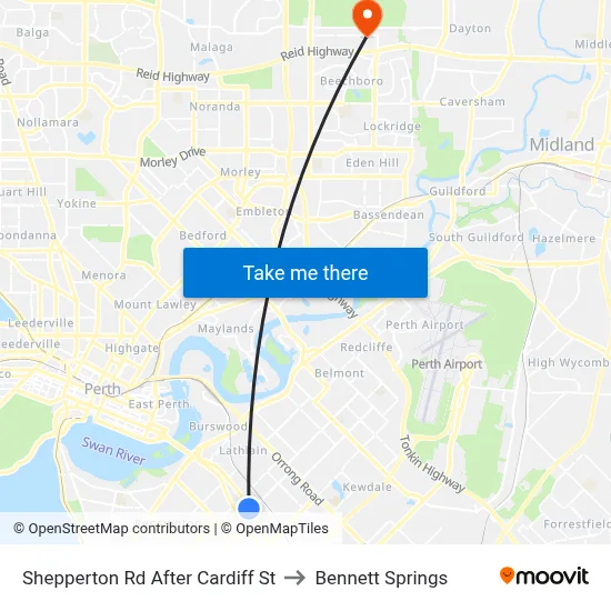 Shepperton Rd After Cardiff St to Bennett Springs map