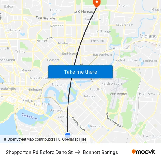 Shepperton Rd Before Dane St to Bennett Springs map