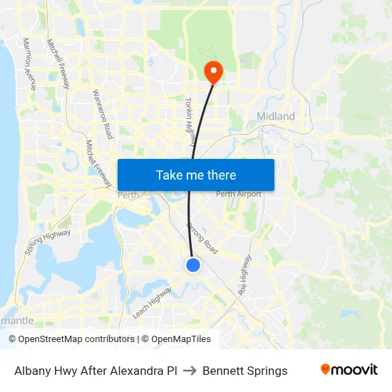 Albany Hwy After Alexandra Pl to Bennett Springs map
