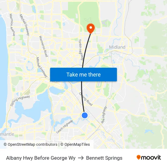 Albany Hwy Before George Wy to Bennett Springs map