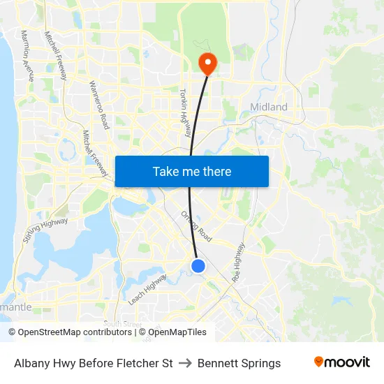 Albany Hwy Before Fletcher St to Bennett Springs map