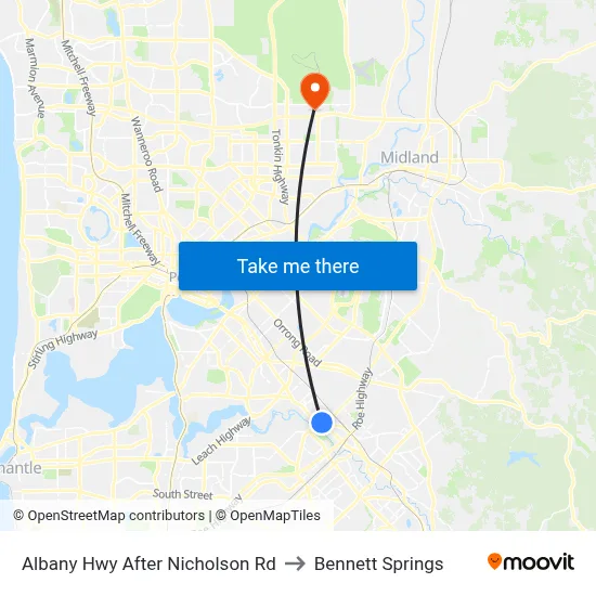 Albany Hwy After Nicholson Rd to Bennett Springs map
