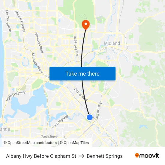 Albany Hwy Before Clapham St to Bennett Springs map