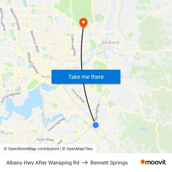 Albany Hwy After Wanaping Rd to Bennett Springs map