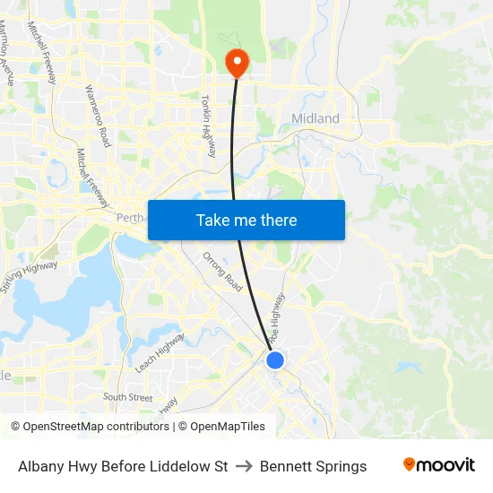Albany Hwy Before Liddelow St to Bennett Springs map