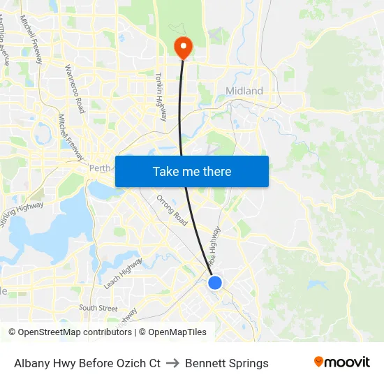 Albany Hwy Before Ozich Ct to Bennett Springs map
