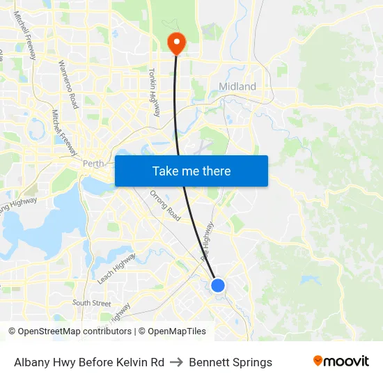Albany Hwy Before Kelvin Rd to Bennett Springs map