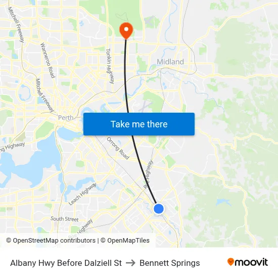 Albany Hwy Before Dalziell St to Bennett Springs map