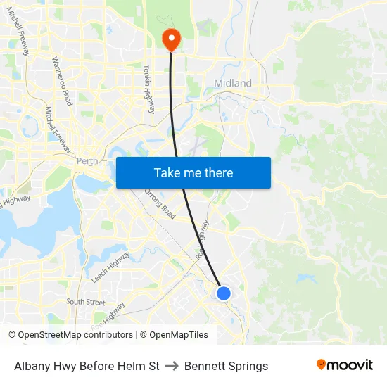 Albany Hwy Before Helm St to Bennett Springs map