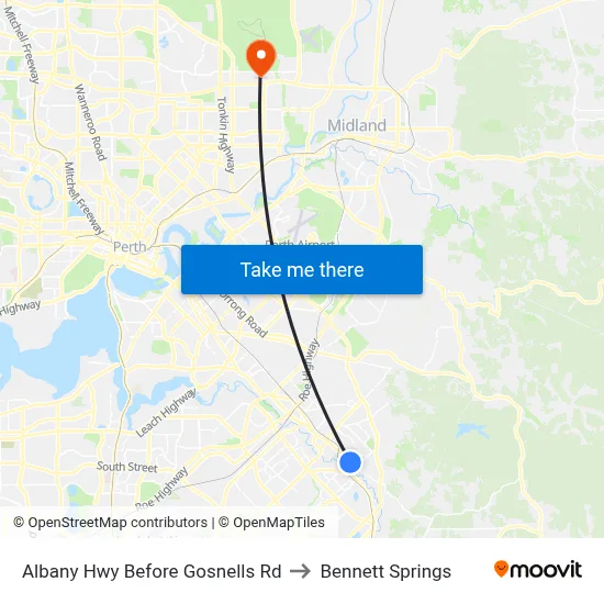 Albany Hwy Before Gosnells Rd to Bennett Springs map