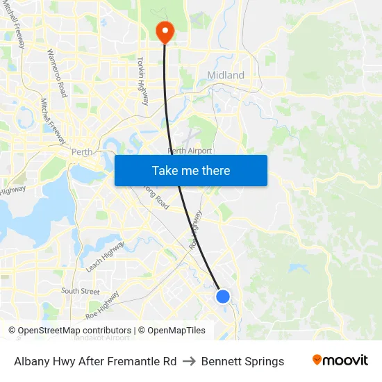 Albany Hwy After Fremantle Rd to Bennett Springs map