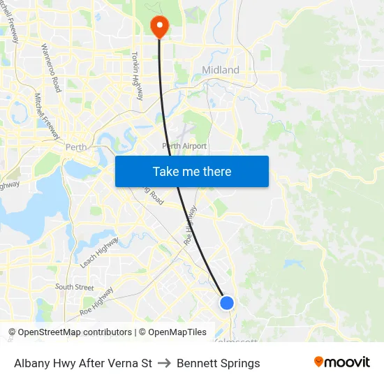 Albany Hwy After Verna St to Bennett Springs map