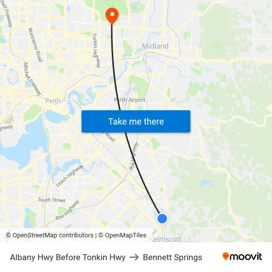 Albany Hwy Before Tonkin Hwy to Bennett Springs map