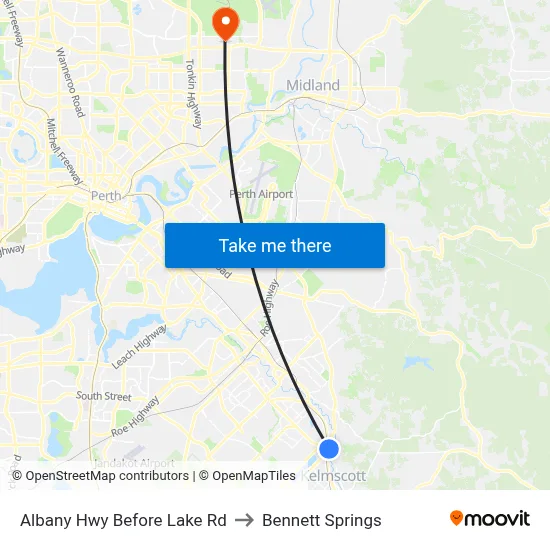 Albany Hwy Before Lake Rd to Bennett Springs map