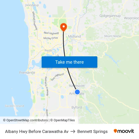 Albany Hwy Before Carawatha Av to Bennett Springs map