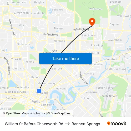 William St Before Chatsworth Rd to Bennett Springs map