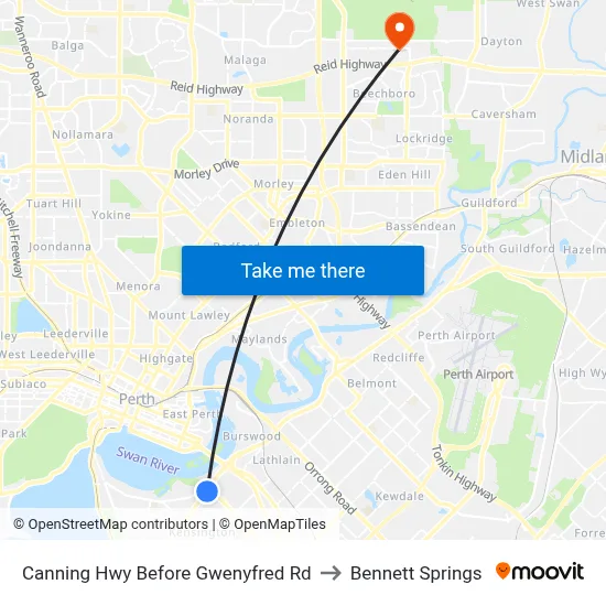 Canning Hwy Before Gwenyfred Rd to Bennett Springs map