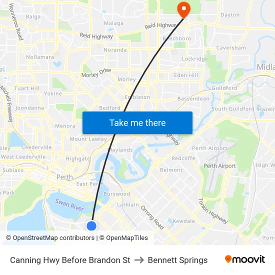 Canning Hwy Before Brandon St to Bennett Springs map