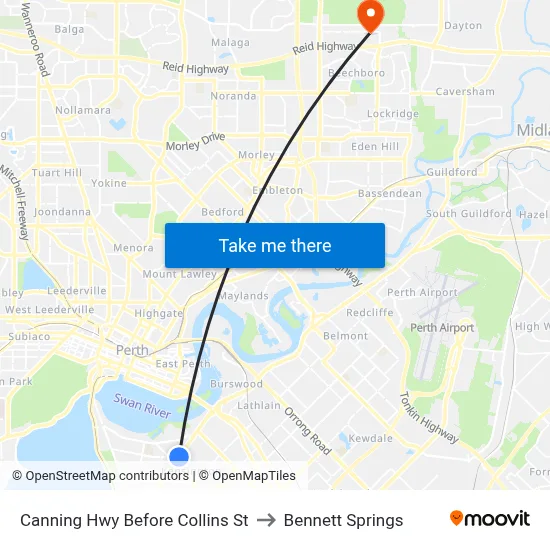 Canning Hwy Before Collins St to Bennett Springs map