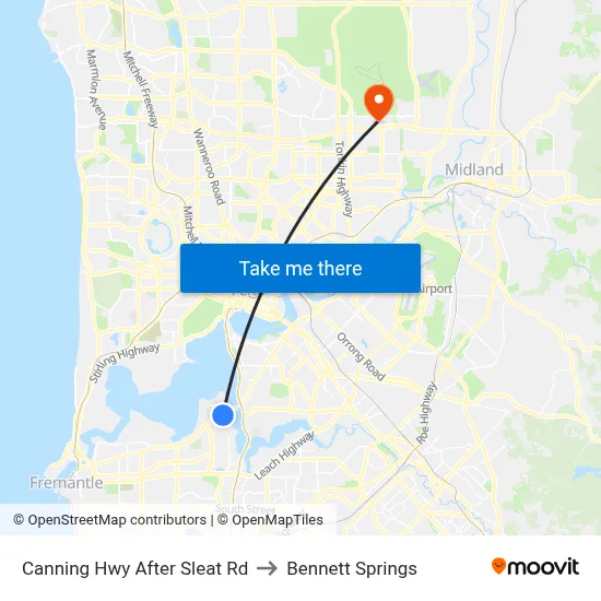 Canning Hwy After Sleat Rd to Bennett Springs map
